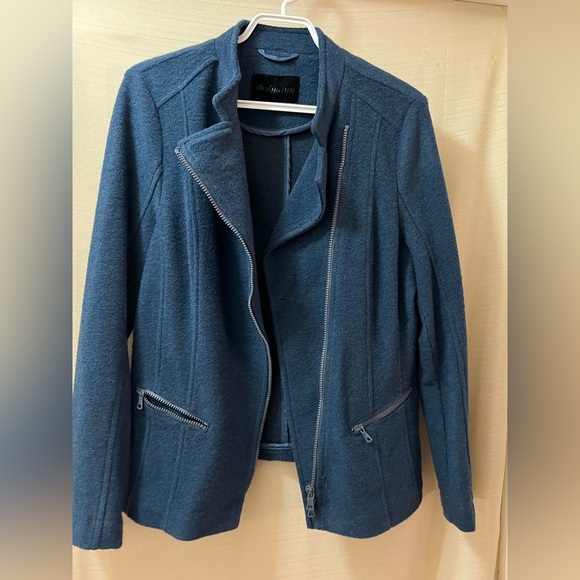 Blue Steilmann wool blend women’s zip up coat size 12 luxury soft - Picture 6 of 11